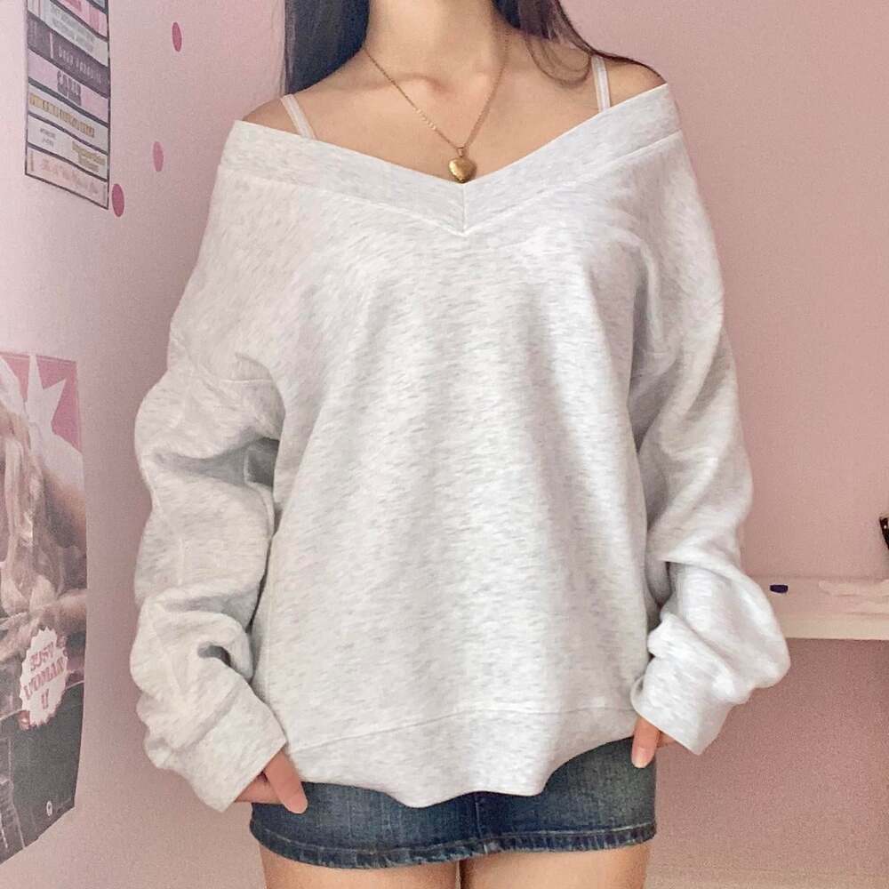 Pink Rose Women's Grey and White Sweatshirt